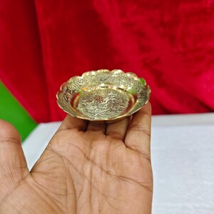 4 Inch Brass Hand Bell with 3 Inch Decorative Brass Plate, Temple Bell, Puja Ghanti, Hindu Prayer Bell, Mandir Bell, Aarti Bell image 16