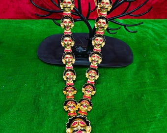 Narmund Mala Metall Totenkopf Halskette | Kali Mund Mala | Bhairav Aghori Mala | Tantra Sadhana Mala | Schwarzer Totenkopf Mala 66cm