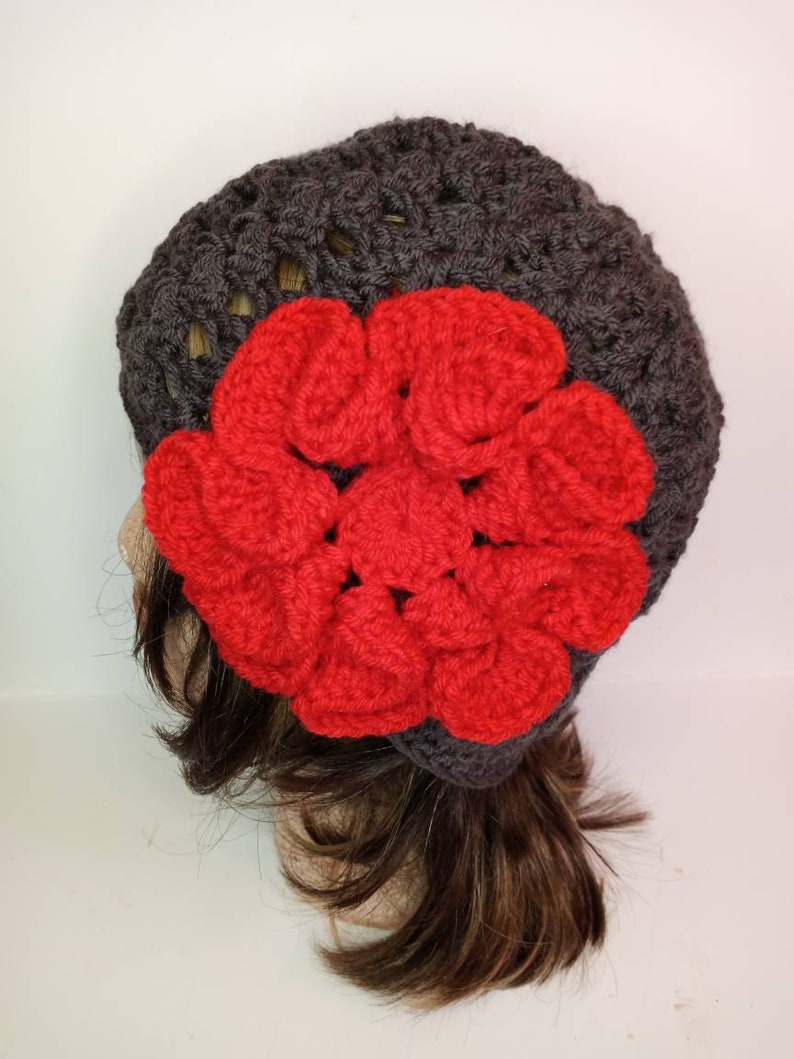 1920/'s crochet hat style winter hat with flower winter cloche hat crochet cloche hat Winter woman hat