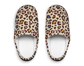Colorful Leopard Print Slippers | Women's Indoor Cozy House Shoes