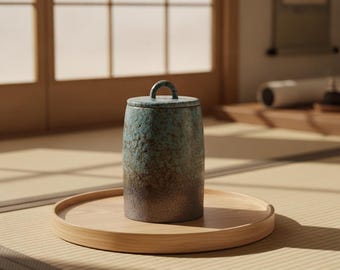 Japanese Ceramic Tea Canister – Wabi-Sabi Pottery Caddy for Loose Leaf Tea Storage