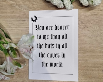 Morticia Addams Quote Card | Gothic Valentine Anniversary Bat Lovers (A6 Card)