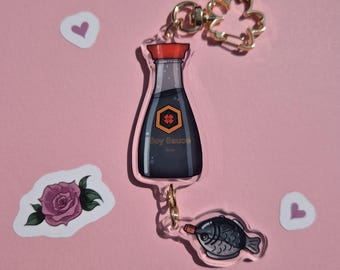 Soy Sauce Bottle Fish Keychain | Japanese Food Sushi Lover Bag Charm