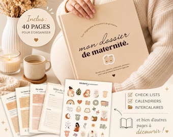 Dossier de suivi grossesse | 40 pages | à imprimer | check-lists, intercalaires, maternité et administratif, français