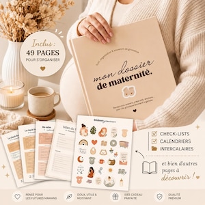 Pregnancy tracking file | 49 pages | printable | maternity bag, birth plan, checklists, dividers, administrative, French