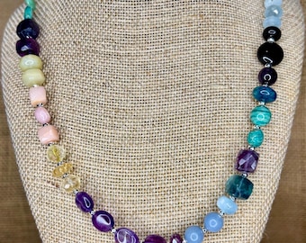 Multi Mixed Gemstone Necklace for Women
