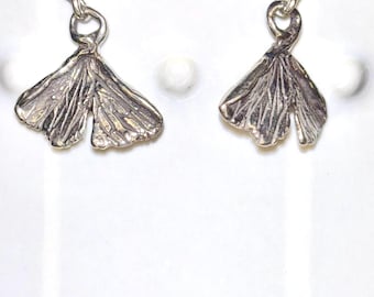 Silver Ginkgo Tree Leaf Earrings for Women