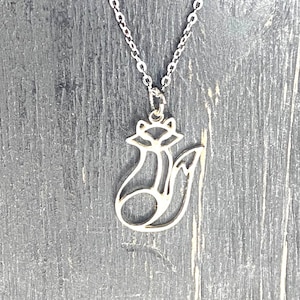 Silver Fox Pendant Necklace for Women, Sterling Dainty BOHO Woodland Forest Animal Charm,  Delicate Popular Cute Jewelry Gift for Her