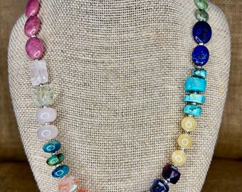 Multi Mixed Gemstone Necklace for Women