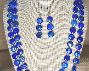 Blue Lapis Lazuli Necklace and 14K GF Earrings Set: Handmade Gemstone Jewelry