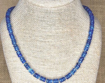 Blue Kyanite and Hematite Necklace for Women