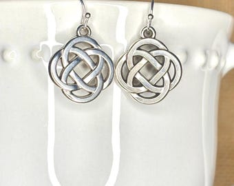 Silver Celtic Knot Reversible Dangle Earrings for Women