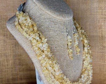 Citrine Chip Necklace & 14K Gold Filled Earrings: November Birthstone