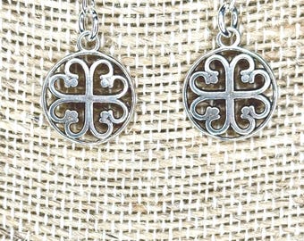 Silver Celtic Heart Clover Reversible Dangle Earrings for Women