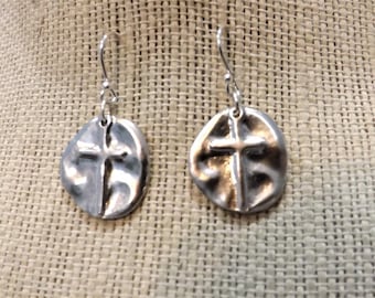 Sterling Silver Cross Dangle Earrings: Artisan Christian Jewelry