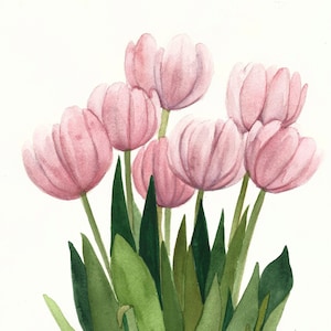 Lot de 5 x 7 cartes de correspondance vierges tulipe de huit reproductions aquarelles avec enveloppe