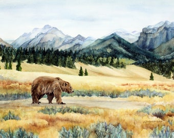 Yellowstone Grizzly im Lamar Valley Reproduktion