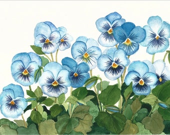 Set of five  5 x 7 Floral Notecards  Watercolor Reproduction