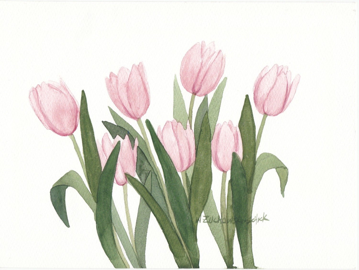 Set of Five Tulip Garden Painting Note Cards From Original - Etsy Canada