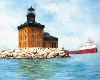 Toledo Harbor Light, Lake Erie with the Edmund Fitzgerald