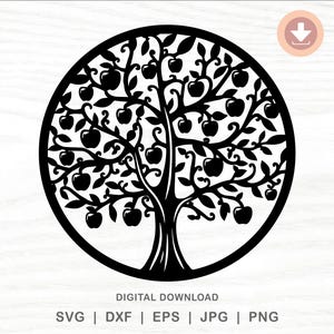 Apple Tree Laser Cut File Template - Nature Silhouette SVG Pattern