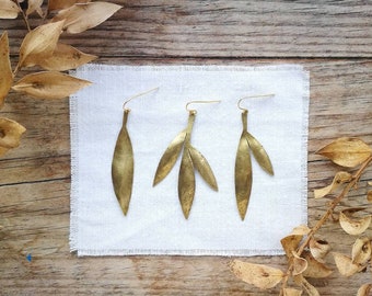 FOLHA BIG Earrings Brass Leaf Earrings Handmade