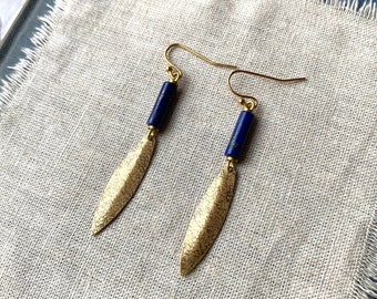 OXTA Lapis Lazuli Brass Earrings