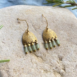 Radda Aventurine Dangle Brass Earrings image 3