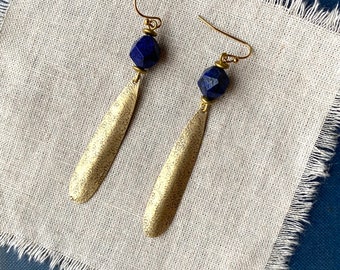 OXTA Lapis Lazuli Brass Earrings