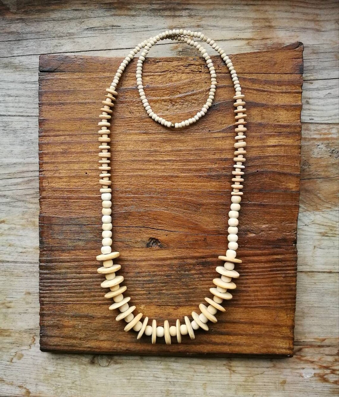 ODUM Wooden Beads Long Necklace Etsy