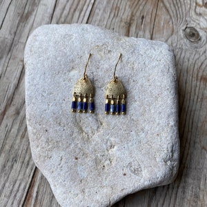 Radda Sodalite Dangle Brass Earrings image 3
