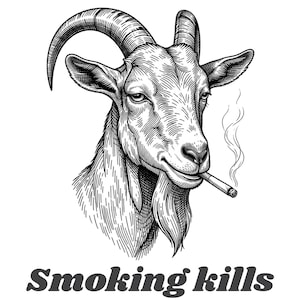 cigarette goat Smoking Svg Smoking Goat Art Print for