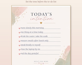 Today's Intention Notepad, Daily Focus Pad, Mindful Productivity Planner