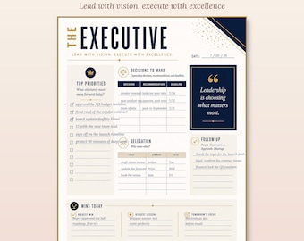 Executive Daily Planner Notepad, Meeting Notes, Leadership Pad