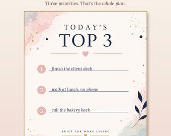 Today's Top 3 Mini Notepad | Daily Priorities Planner | Productivity Pad (5.5 x 6)