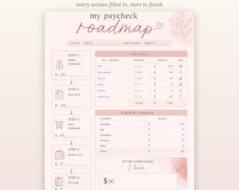 Paycheck Roadmap Notepad, Step-by-Step Budget Planner, Beginner Friendly (8.5x11)