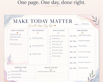 Daily Planner Notepad | Time Block Desk Pad, To Do List, Gratitude (40 Sheets)