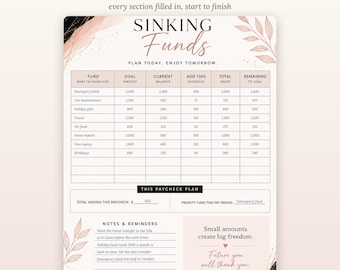 Sinking Funds Tracker Notepad, Savings Goal Planner Pad, Budget Desk Pad (8.5x11)