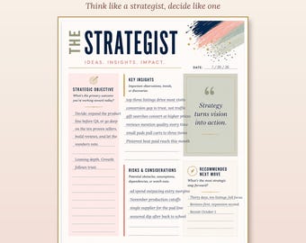 Strategist Business Planning Notepad, Executive Strategy Pad, SWOT Notes