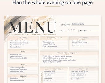 Menu Hosting Notepad | Dinner Party Planner | Elegant Entertaining Pad (40 Sheets)