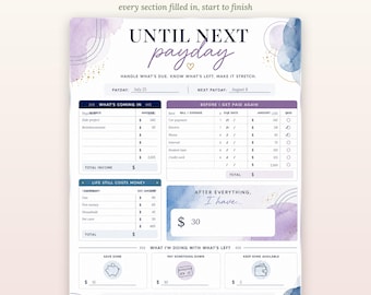 Paycheck Budget Planner Notepad, Bill Tracker, Money Left Pad (8.5x11)