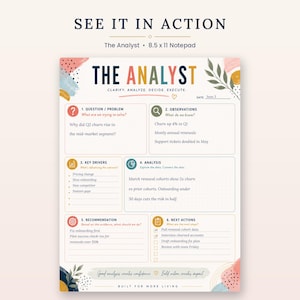 Analyst Notepad, Business Problem Solving Worksheet, Strategic Planning Pad