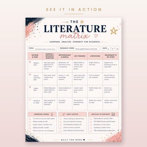 Literature Matrix Notepad | Research Article Tracker, Review Template