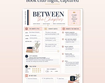 Book Club Notes Journal: Between Chapters Reading Log, Discussion Planner