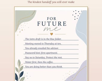Future Self Reflection Journal Pad, Goal Setting Stationery, Self Care Notepad