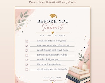 Before You Submit Notepad, Assignment Checklist, College Student Planner Pad