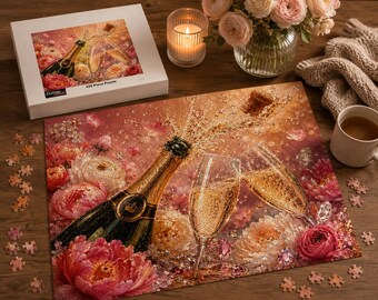 Puzzle del brindisi con champagne / Puzzle floreale per festeggiare con le bollicine
