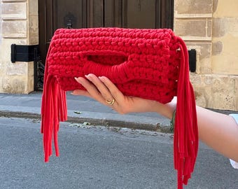 Sac à main au crochet fait main | Sac à franges | Sac en coton | Sac femme | Cadeau femme | Sac crochet