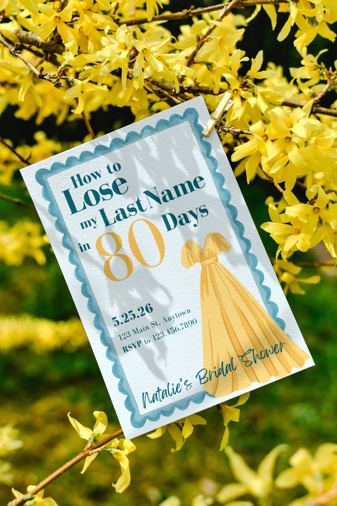 Rom Invite Examples How to Lose My Last Name Bridal Shower Invite | Rom-com Canva Template ...