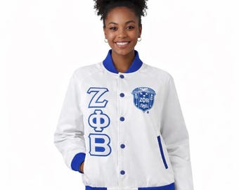 Chaqueta de hermandad Zeta Phi Beta con letras griegas, chaqueta de fraternidad, chaqueta bordada personalizada, chaqueta de sucesión, chaqueta de línea, chaqueta de capítulo